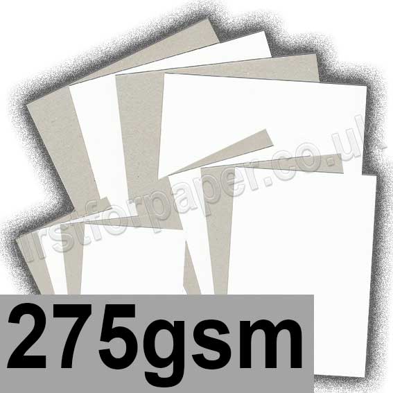 Grey Backed White Lined Chipboard, 275gsm