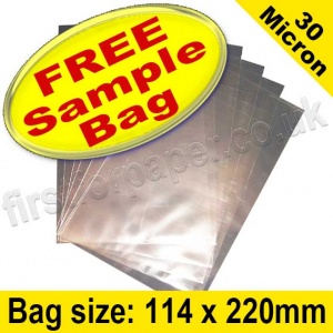 Sample Cello Bag, with plain flaps, Size 114 x 220mm