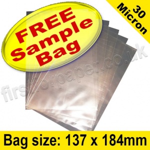 Sample Cello Bag, with plain flaps, Size 137 x 184mm