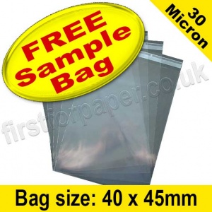 Sample Olympus, Cello Bag, with re-seal flaps, Size 40 x 45mm