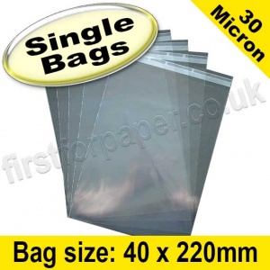 Olympus, Cello Bag, with re-seal flaps, Size 40 x 220mm