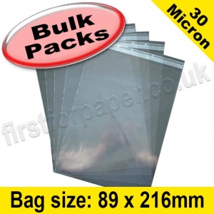 EzePack, Cello Bag, with re-seal flaps, Size 89 x 216mm - 1,000 pack
