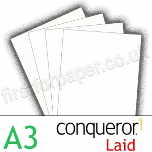 Conqueror Textured Laid, 300gsm, A3, Diamond White