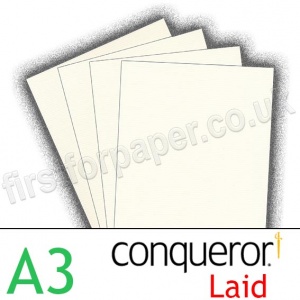 Conqueror Textured Laid, 120gsm, A3, Oyster