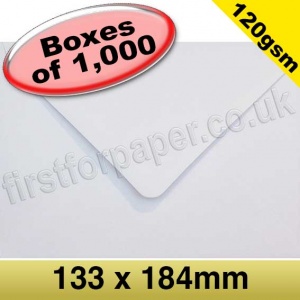 Mercury, Premium Gummed Greetings Card Envelope, 120gsm, 133 x 184mm, White - 1,000 Envelopes