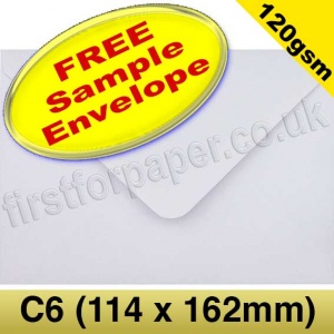 Sample Vesta Premium Gummed Greetings Card Envelope, 120gsm, C6 (114 x 162mm), White