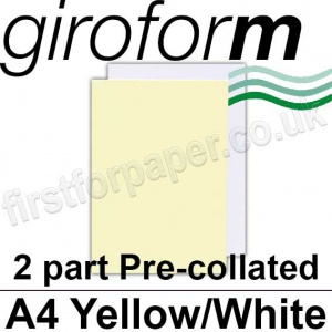 Giroform Carbonless NCR, 2 part pre-collated, A4, Yellow/White - 250 Sets