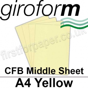 Giroform Carbonless NCR, CFB86, Middle Sheet, A4, 86gsm Yellow - 500 Sheets