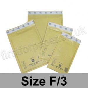Mail Lite, Gold Bubble Lined Padded Bags, Size F/3 - Box of 50