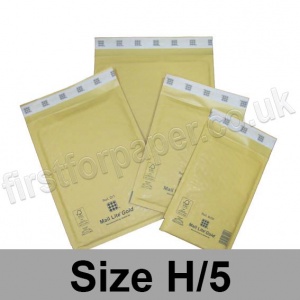 Mail Lite, Gold Bubble Lined Padded Bags, Size H/5 - Box of 50
