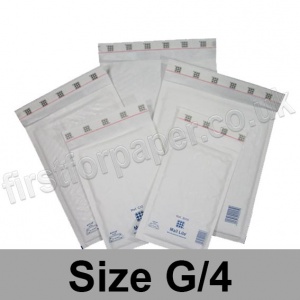 Mail Lite, White Bubble Lined Padded Bags, Size G/4 - Box of 50