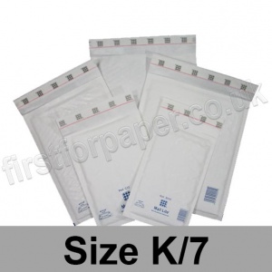 Mail Lite, White Bubble Lined Padded Bags, Size K/7 - Box of 50