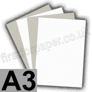 Optimum, Grey Backed White Lined Chipboard, 350gsm, A3