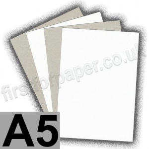 Optimum, Grey Backed White Lined Chipboard, 350gsm, A5