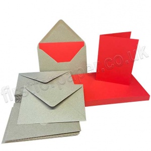 Pegasi, Red A6 Card Blanks and Kraft Envelopes - Pack of 25