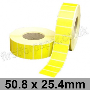 Yellow Semi-Gloss, Self Adhesive Labels, 50.8 x 25.4mm, Permanent Adhesive - Roll of 5,000