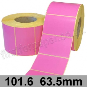 Pink Semi-Gloss, Self Adhesive Labels, 101.6 x 63.5mm, Permanent Adhesive - Roll of 2,000
