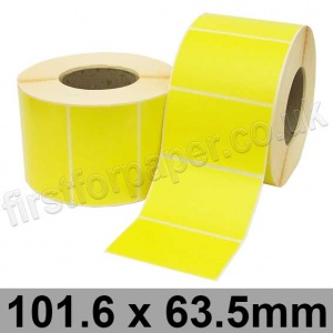 Yellow Semi-Gloss, Self Adhesive Labels, 101.6 x 63.5mm, Permanent Adhesive - Roll of 2,000