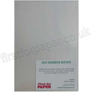 Self Ahesive Clear Acetate Sheets, 100mic,  A4 - 2 sheets