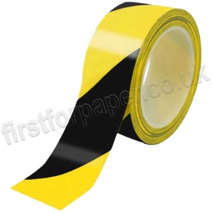 Hazard Warning Tape, 48mm x 33m ~ Black & Yellow