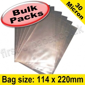 Cello Bag, with plain flaps, Size 114 x 220mm - 1,000 pack