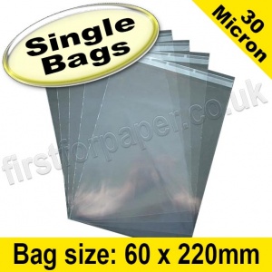 EzePack, Cello Bag, with re-seal flaps, Size 60 x 220mm