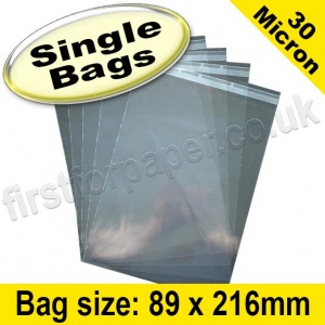 Cello Bag, with re-seal flaps, Size 89 x 216mm