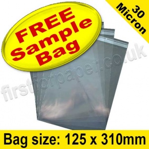 Sample EzePack, Cello Bag, with re-seal flaps, Size 125 x 310mm