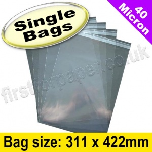 EzePack, 40mic Cello Bag, with re-seal flaps, Size 311 x 422mm
