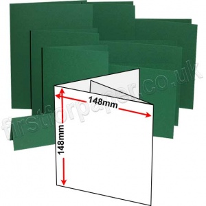 Colorset Recycled, Pre-creased, Two Fold (3 Panels) Cards, 270gsm, 148mm Square, Evergreen