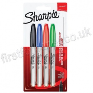 Sharpie Permanent Markers, 4 Assorted Colours