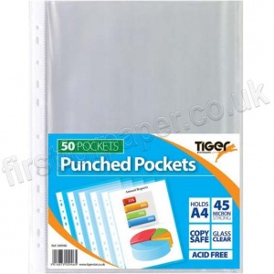 Tiger, Clear Punched Pockets A4, Pack of 50