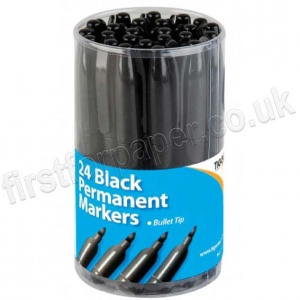 Tiger, Black, Permanent, Bullet Tip Markers, Tub of 24