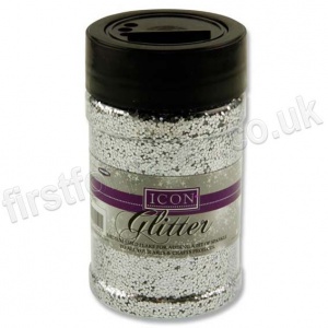 Icon Glitter, Medium Sized Flake, 110g - Silver