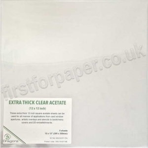 Extra Thick Clear Acetate Sheets, 300mic, 12 x 12'' - 5 sheets