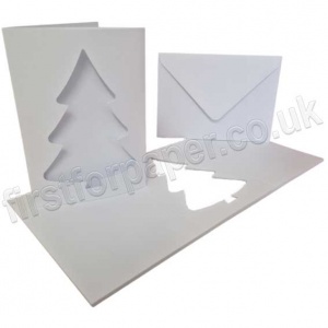 Dragonz, Xmas Tree Aperture, Plain White Two-Fold Cards, 5 x 7''  With Envelopes - Pack of 10