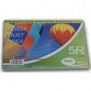 Glossy Inkjet Paper, 210gsm, 5 x 7'' (130 x 180mm) - 30 sheets