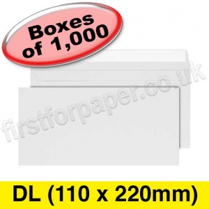 Calypso, Peel & Seal, Greetings Card Envelope, DL (110 x 220mm), White - 1,000 Envelopes