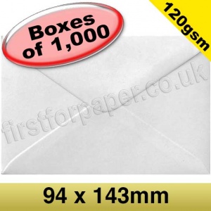 Vesta Premium Gummed Greetings Card Envelope, 120gsm, 94 x 143mm, White - 1,000 Envelopes