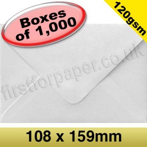 Vesta Premium Gummed Greetings Card Envelope, 120gsm, 108 x 159mm, White - 1,000 Envelopes