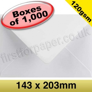 Vesta Premium Gummed Greetings Card Envelope, 120gsm, 143 x 203mm, White - 1,000 Envelopes