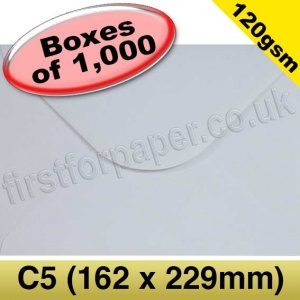 Vesta Premium Gummed Greetings Card Envelope, 120gsm, C5 (162 x 229mm), White - 1,000 Envelopes