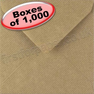 Spectrum Greetings Card Envelope, 130 x 130mm, Ribbed Kraft - 1,000 Envelopes