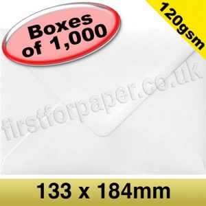 Vesta Premium Gummed Greetings Card Envelope, 120gsm, 133 x 184mm, White - 1,000 Envelopes