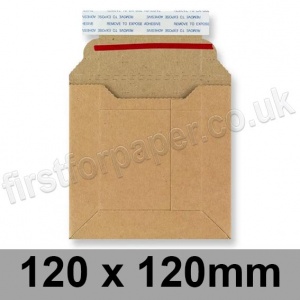 EzePack, Solid All Board Envelopes, 120 x 120mm square, Manilla - Box of 100