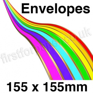 Colorplan Envelopes, 135gsm, 155mm Square, Gummed Flaps