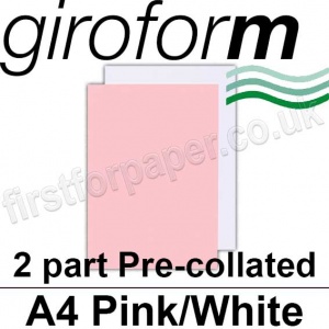 Giroform Carbonless NCR, 2 part pre-collated, A4, Pink/White - 250 Sets
