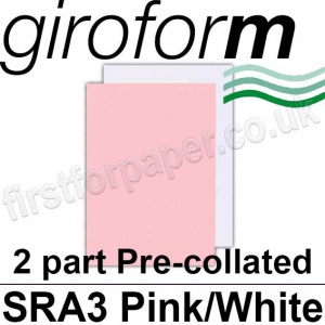 Giroform Carbonless NCR, 2 part pre-collated, SRA3, Pink/White - 250 Sets