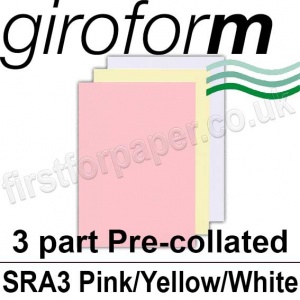 Giroform Carbonless NCR, 3 part pre-collated, SRA3, Pink/Yellow/White - 167 Sets