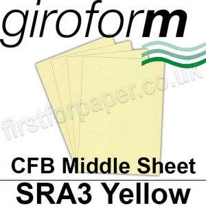 Giroform Carbonless NCR, CFB86, Middle Sheet, SRA3, 86gsm Yellow - 500 Sheets